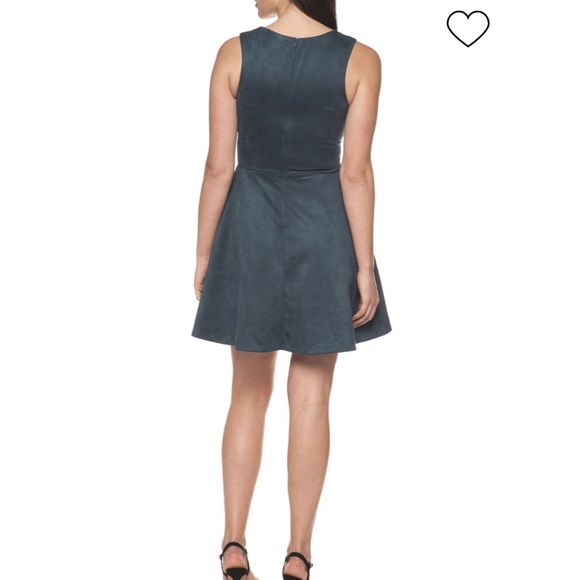 Aqua Green Faux Suede Scalloped Neckline Dress XS - Picture 2 of 10